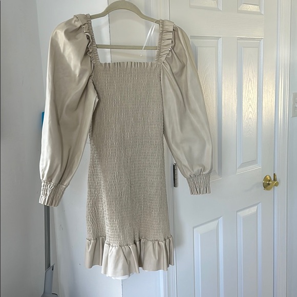 Short faux leather tan dress - Picture 1 of 3